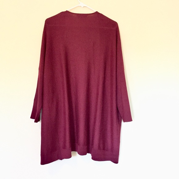 Nordstrom Silk/Cashmere Oversized Burgundy long Cardigan Sz S - Picture 2 of 5
